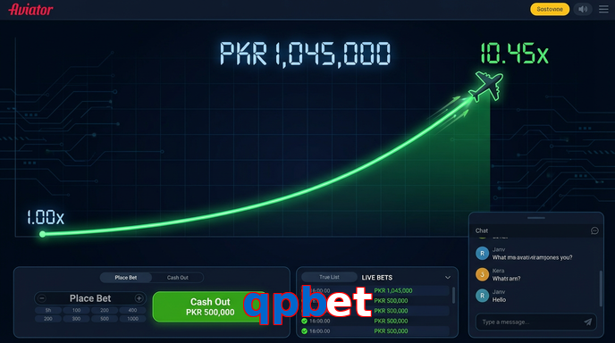 Main screen of Qpbet aviator page for PK players